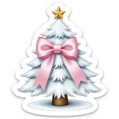 Cute light pink bow sitting on top of a white Christmas tree sticker