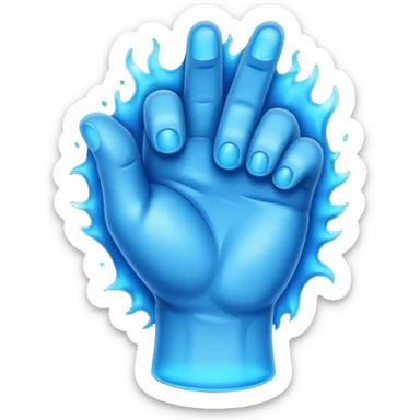 fist with a glowing, jagged, energetic blue aura with black outline, apple style emoji sticker