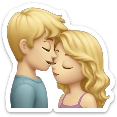Blonde girl kissing brown haired boy with pale skin sticker