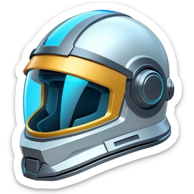 Clash of Clans aesthetic: Cinematic Playful 3D Isometric Space Helmet Emoji, rendered in a 3D vector-style similar to standard emojis with minimal shading and bold, simplified shapes. A compact, distinct form with signature details, softly glowing with a futuristic sci-fi warfare charm. Simplified yet unmistakably iconic, highly detailed and consistent, glowing with a soft radiance and high shine. Stylized with a touch of high-tech brilliance and a soft glowing outline, capturing the essence of a beloved gaming relic with a friendly, playful manner! sticker