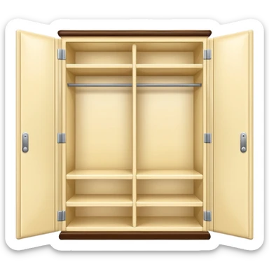 Glossy cream PVC closet with empty shelves sticker