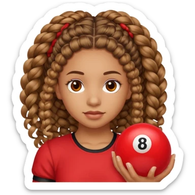 Light brown curly 3b 3a hair cassie braids light brown eyes red 8 ball top 🎱 sticker