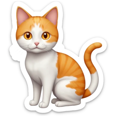 full body small short hair ginger and white cat with orange eyes  sticker