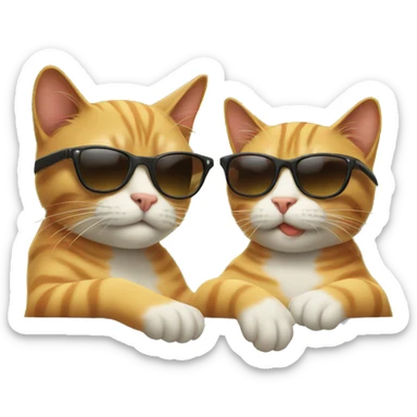 two cats wearing sunglasses relaxing sticker