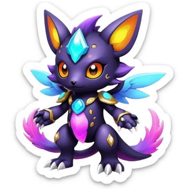 Cute cool colorful dark nebula fantasy-Fakemon-Digimon-animal-hybrid full body sticker