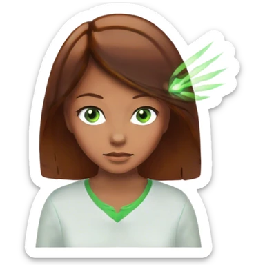 une femme au chevaux chatun rais au milieux peuu clere les yeoux vert avec un chemisier blanc sticker