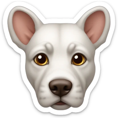 Cabeza de Perra de raza ratonero bodeguero con grandes orejas puntiagudas completamente levantadas, con manto blanco y manchas marrones en la cabeza sticker