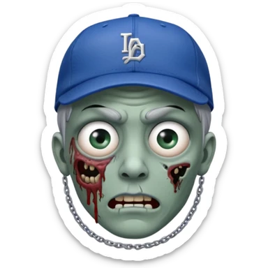 Zombie cerrando un ojo con gorra de los Dodgers y cadena de plata  sticker