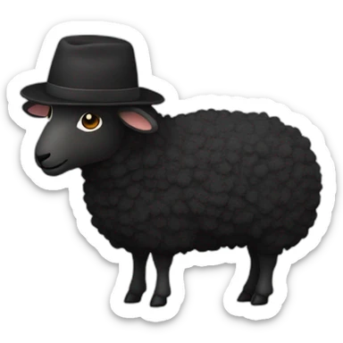 a black wooled sheep with a doctors hat sticker