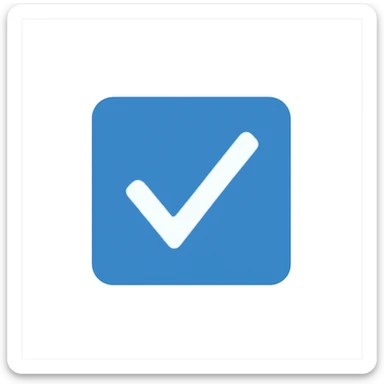 digital illustration of a blue square with a white tick in the middle sticker