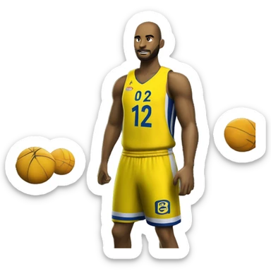 maillot de basket jaune numéro 12 sticker