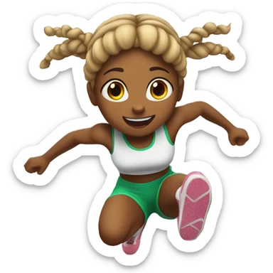 Girl with braids jumping hurdle  sticker