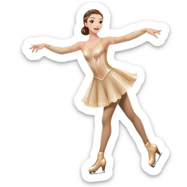 A grand ice rink palace with shining spotlights and cheering spectators in the stands. A graceful figure skater performing a spin on the ice. Transparent background highlights the elegance and artistry of figure skating sticker