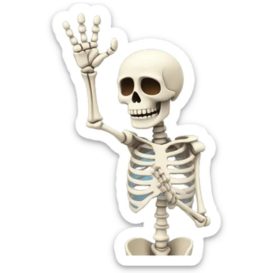 skeleton raising right hand, shown from the shoulders up sticker