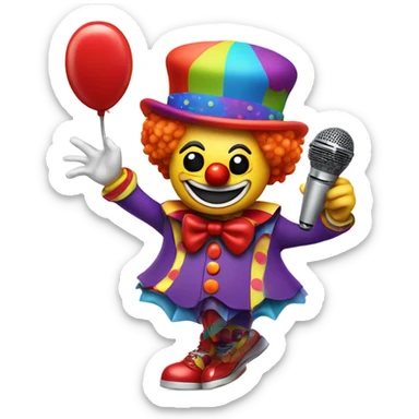Espresso dressed as a clown also dancing provocatively with a mic sticker