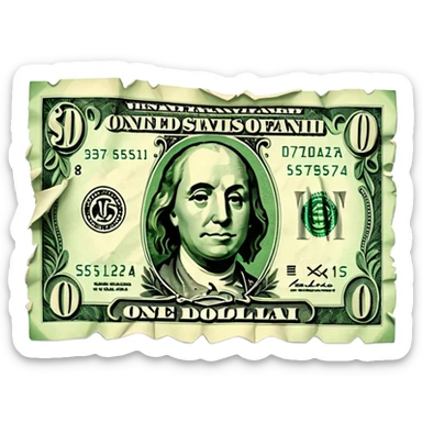 Ripped dollar bill sticker