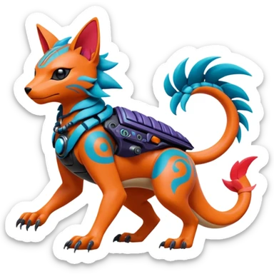  exotic tropical cyber-Scooby-Aloy-Loyd-Garmaddon-Litten-Linoone-Noibat-Fakémon-Pokémon-Vernid-creature sticker