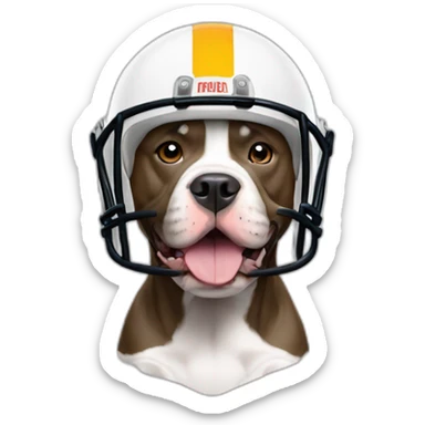 A pit bull wearing football helmet and pads sticker