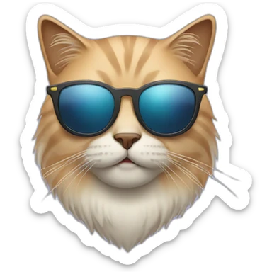 cat with beard and sunglass sticker