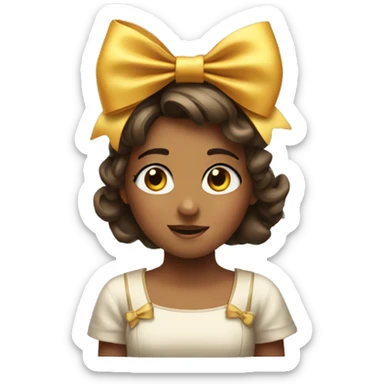a girl in awe with a bow on her head sticker