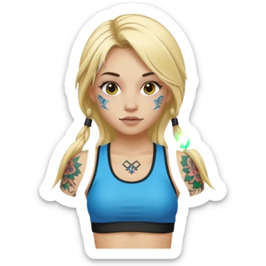 girl with long blonde hair and tattoos and an athletic ginger girl ravers sticker