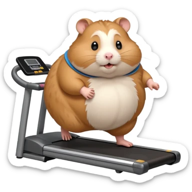 fat hamster big belly trying to run on treadmill sideways sticker