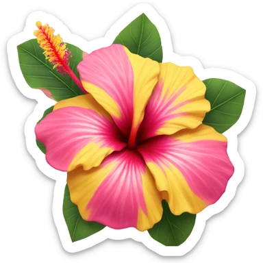 yellow and pink hibiscus flower sticker