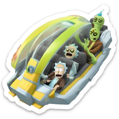 Hot wheel Rick and Morty flying in spaceship to citadel  sticker