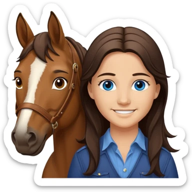 Smiling blue eyed trevor donovan with smiling brown eyed danica mckellan with brown eyes and brown horse sticker