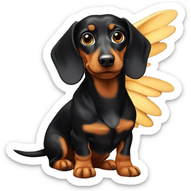Black and tan dachshund with wings sticker