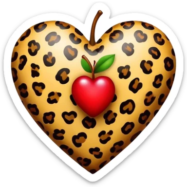 leopard print heart with cherry sticker