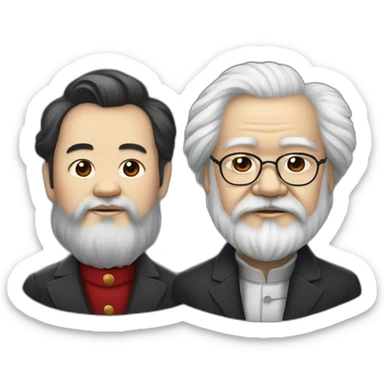 Two human mentors, Li Hongzhi and Karl Marx, team up sticker
