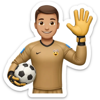 Football goalkeeper gloves with man goalkeeper and small emoji sticker