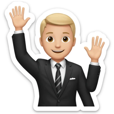 Hands up man meme put a suit on him with tie sticker