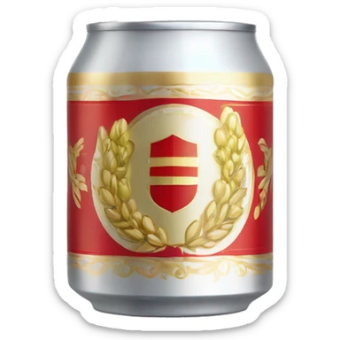A can of beer labeled ‘Lite,’ featuring a fine Pilsner logo with gold wheat and hops decoration on a white background, and a red circular crest with intricate golden details at the center. sticker
