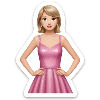 Taylor Swift smile in a sparkling pink dress sticker