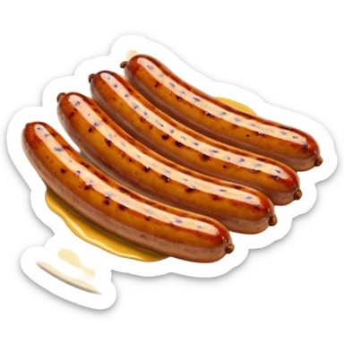 short romanian sausages with mustard sticker