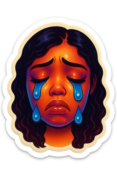 sad Tears rolling down face 
Mouth Pout
head down
 sticker