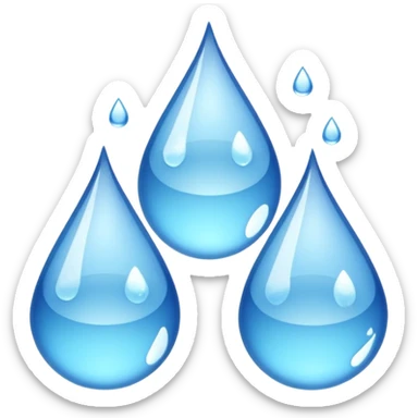 three equally sized droplets stacked on top of each other with two other droplets going outward from the middle droplet sticker