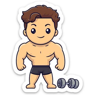 shirtless male athlete with white skin and wavy brown hair sticker