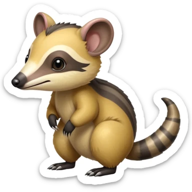 Colorful shiny hyper-realistic cute smooth soft fuzzy Cacomistl-Anteater-Civet-Numbat-hybrid (full body) sticker