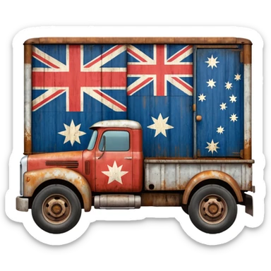 Old Mack truck with Australian flag  on door sticker