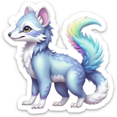 Colorful dark tropical iridescent pastel white glorious divine exotic cute cool beautiful shiny beautiful fantasy-civet-sergal-vernid-Gryphon-Cacomistle-oncilla-animal-Fakémon-hybrid-fursona (full body) sticker