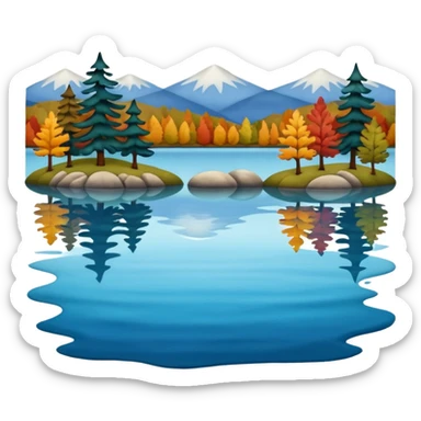 Beautiful lake during the fall, felt texture, scrapbooking sticker