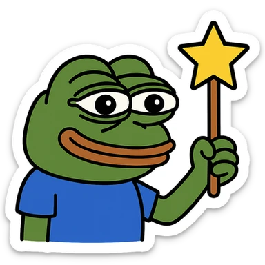pepe the frog with a star wand sticker