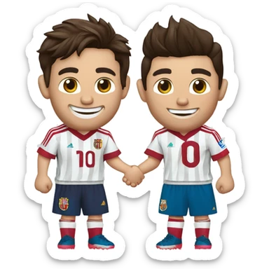 LEONEL MESSI AND CRISTIANO RONALDO SHAKING HANDS RONALDO WITH PORTUGAL MESSI WITH ARGANINA sticker