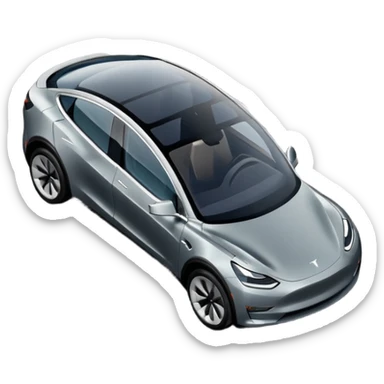 A Tesla Model Y parallel parking in front of a store, from above sticker