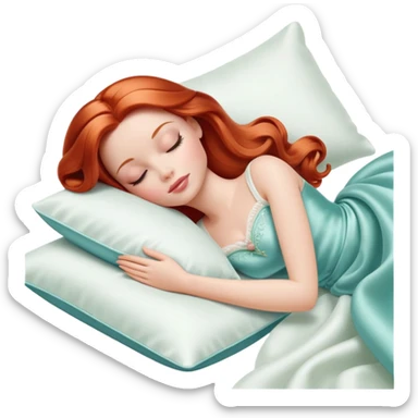sleeping beauty The redhead white girl Barbie with a silk pillow sticker