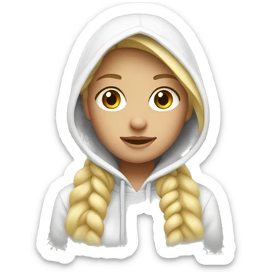 a blonde girl wearing a white hoodie  sticker