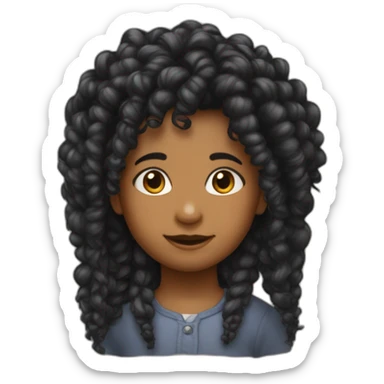 Enfant noire cheveux crépus frisés tressée avec des grosse lèvre sticker